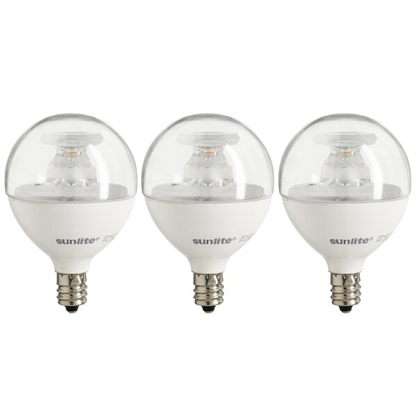Sunlite LED G16.5 Globe Light Bulb, 5W 40W Equivalent, 350 Lumens, Dimmable, Candelabra E12, Clear, 3PK 40293-SU - main